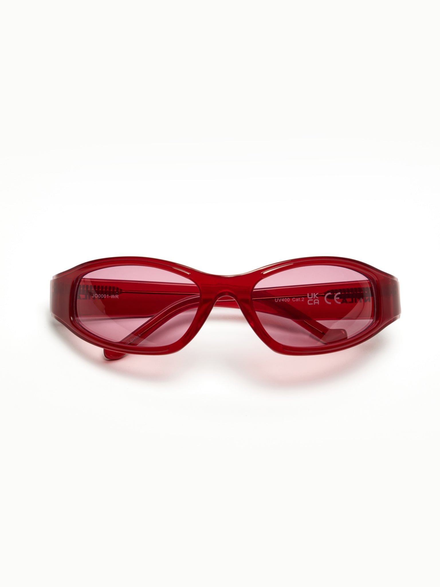ACE oval sunglasses in red, front view
