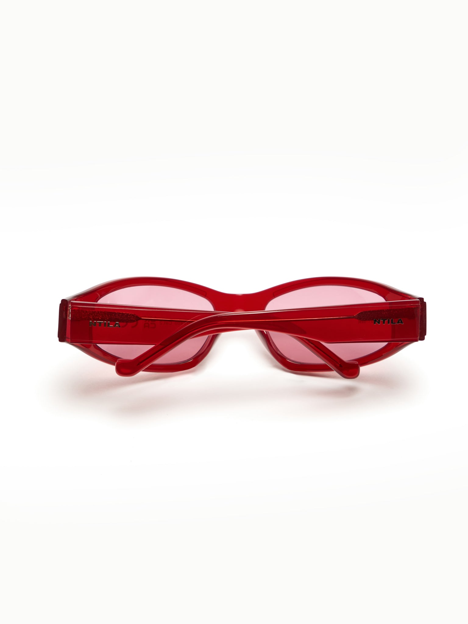 Ace red oval sunglasses on a white background